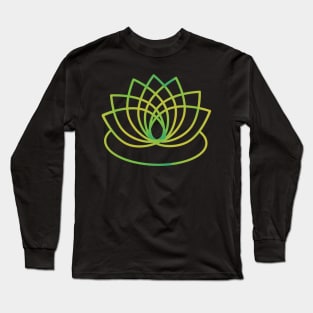 Green and Yellow Lotus Flower Long Sleeve T-Shirt